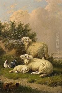 Schafe Mit Lamm by Jacob Van Dieghem