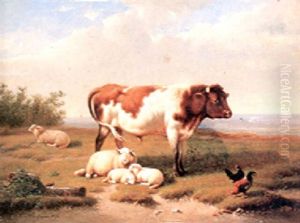 Cattle And Sheep In A Meadow Cattle And Sheep In A Meadow