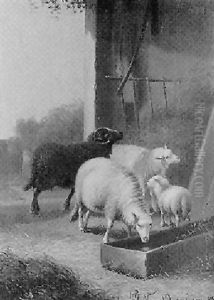 Sheep Resting In A Landscape by Jacob Van Dieghem