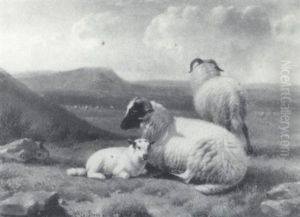 Sheep In An Extensive Landscape by Jacob Van Dieghem