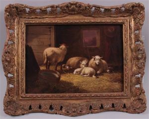 Schafe Im Stall by Joseph Van Dieghem