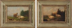 Paysage Aux Moutons (pair) by Joseph Van Dieghem