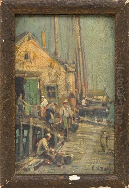 Figures On The Wharf, Provincetown, Massachusetts - view 1