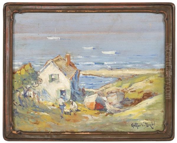Men And Dories Outside A House By The Sea - view 1