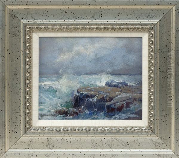 Surf Crashing Over The Rocks - view 1