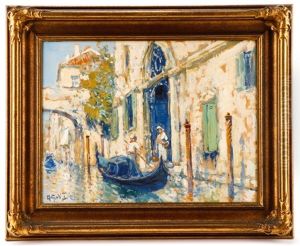 Venetian Canal Scene With Figures (st. Augustine)