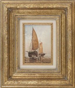 Fishing Boats On The Beach by Arthur Vidal Diehl