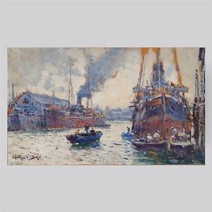 Steam Ships At Dock by Arthur Vidal Diehl