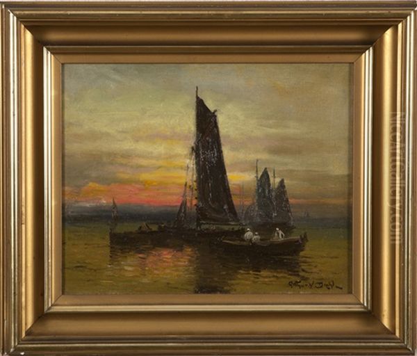 Harbor Scene At Sunset - view 1