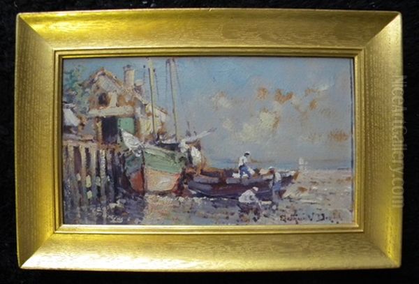 Untitled Fishermen, Boats And Pier - view 1