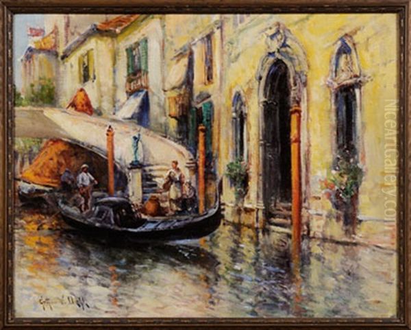 Venetian Canal With Gondolier - view 1
