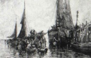 Landing At The Wharf by Arthur Vidal Diehl