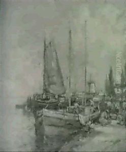 Fishing Boats And Figures By The Shore Fishing Boats And Figures By The Shore