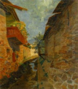 Gassenszene Wohl In Der Wachau, Mit Befestigtem Bachlauf by Hanns Diehl-Wallendorf