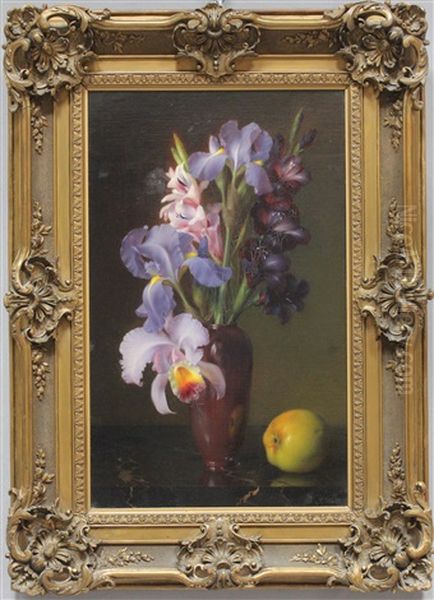 Naturalistisches Blumenstillleben Mit Apfel - view 1