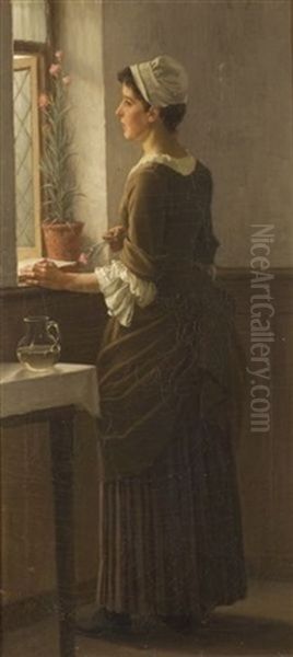Faraway Thoughts: Portrait Of A Girl With A Pink - view 1