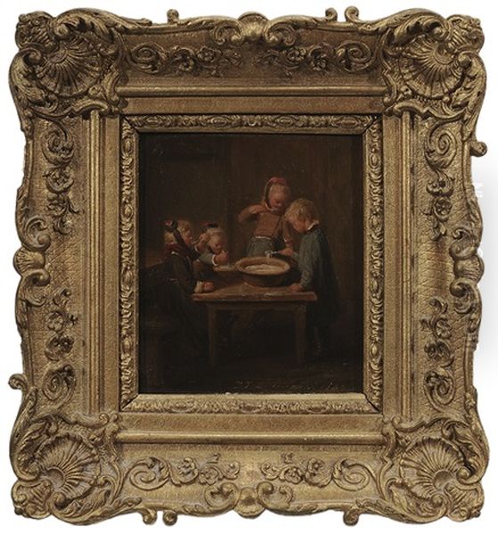 Children Eating Porridge - view 1