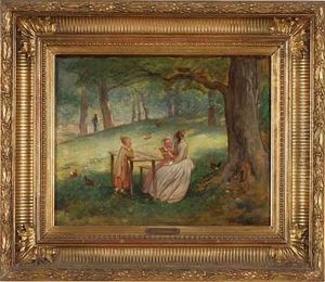 Lesestunde Im Garten (study) by Jakob Fuerchtegott Dielmann