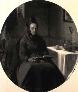 Altere Hessische Bauerin In Sonntagstracht Mit Gebetbuch by Jakob Fuerchtegott Dielmann