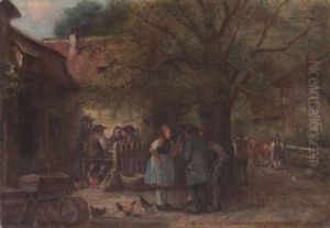 Schwalmer Bauern Beim Gesprach Unter Der Dorfeiche