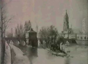 Frankfurt, Blick Von Der Sachsenhausener Seite Auf Die Alte Brucke Und Den Dom Frankfurt, Blick Von Der Sachsenhausener Seite Auf Die Alte Brucke Und Den Dom