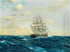 Three-master On The High Seas by Michael Zeno Diemer