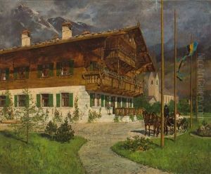 Prachtvolles Gehoft In Oberbayern Vor Aufragendem Massiv
