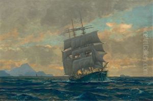 Sailing Ship Before Capri by Michael Zeno Diemer