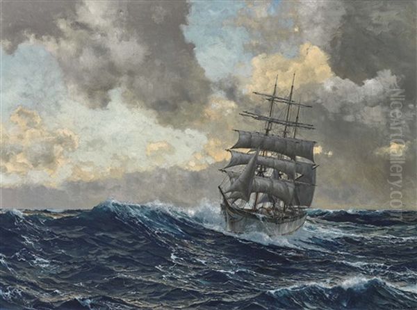 A Three-mast Brig Off The Coast - view 1