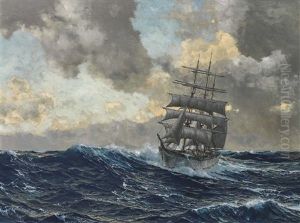 A Three-mast Brig Off The Coast by Michael Zeno Diemer