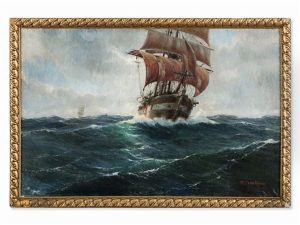 Sailing Ship At Rough Sea Sailing Ship At Rough Sea