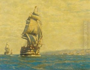 Handelsschiffe Vor Sudlicher Kuste by Michael Zeno Diemer