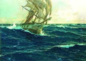 Tall Ship In Rough Seas by Michael Zeno Diemer