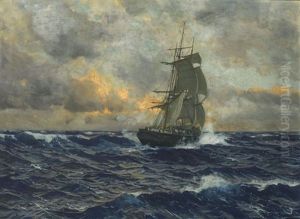 Dreimaster Im Abendlicht by Michael Zeno Diemer