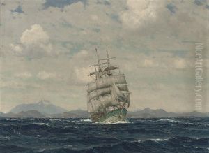 A Windjammer Under Full Sail In The Aegean Sea Before Imbros
