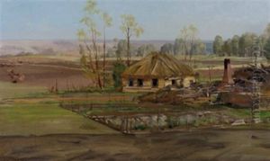 Strohgedecktes Haus Mit Gemusegarten Und Birkenhain