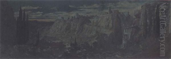 The Monastery Under The Moonlight, Mount Athos, Greece - view 1