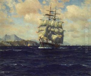Bark Und Andere Segelschiffe Vor Felsenkuste Im Mittelmeer by Michael Zeno Diemer