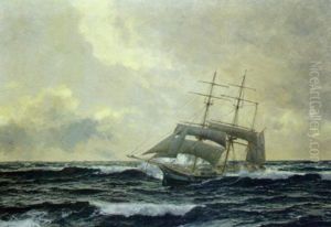 Bark Approching Port And Taking In Sail by Michael Zeno Diemer