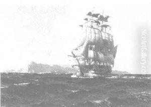 Dreimastbark Vor Mediterraner Felsenkuste by Michael Zeno Diemer