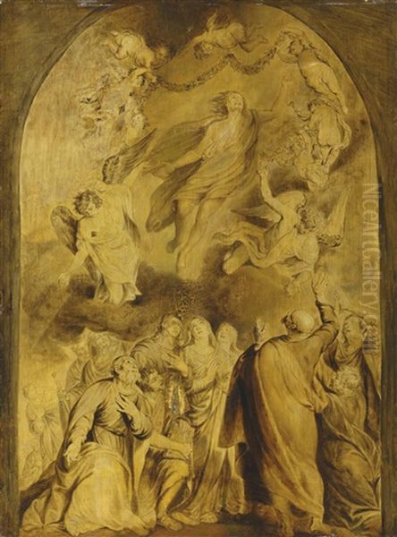 The Resurrection Of Christ, In A Painted Arch - A Modello, En Brunaille - view 1