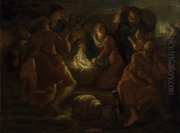 Nocturnal Nativity With Shepherds - view 1