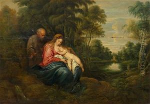 The Holy Family In A Landscape by Abraham van Diepenbeeck