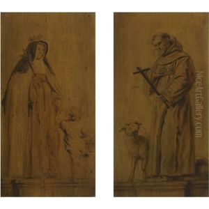 Saint Jeanne De Valois Holding A Crucifix, With The Christ Child Running Up To Her (+ Saint Francis Of Assisi Holding A Crucifix; Pair) by Abraham van Diepenbeeck