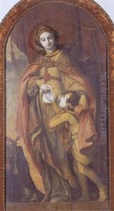 Sainte Elisabeth De Hongrie Faisant L'aumone A Un Jeune Garcon by Abraham van Diepenbeeck