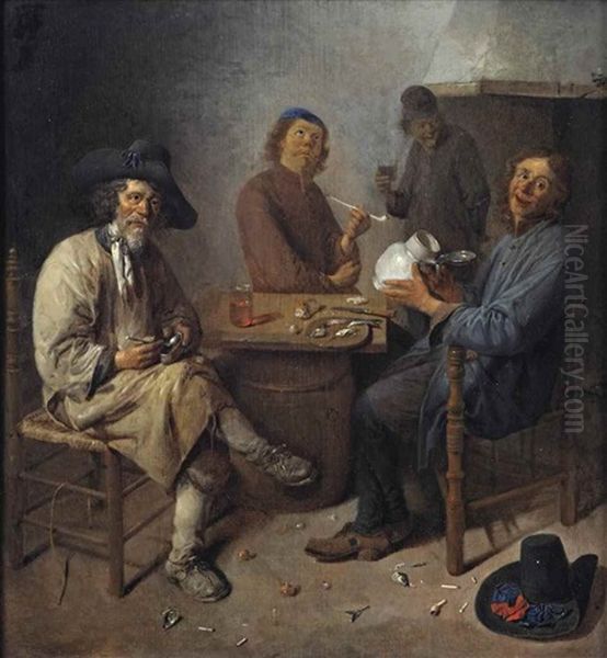 Peasants Smoking And Drinking In An Interior - view 1