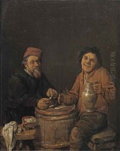 Two Peasants Smoking And Drinking Two Peasants Smoking And Drinking