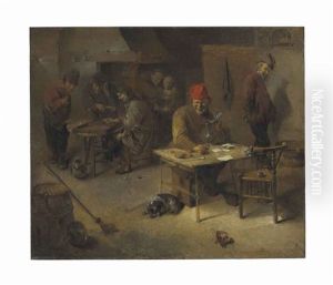 Peasants Drinking And Playing Tric-trac In An Interior