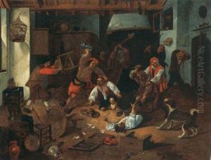 Peasants Brawling In A Tavern