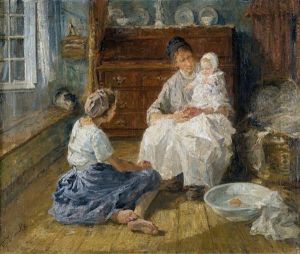 Interieur Mit Grossmutter Und Kind by Pierre Jacques Dierckx